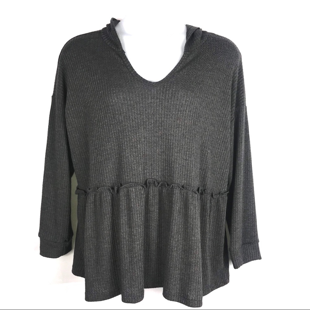 Janette Plus Waffle Weave Pull-Over Hoodie
